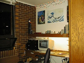 The desk area